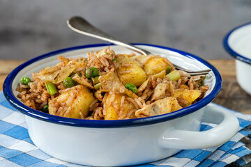Spicy pineapple fried rice with green peas