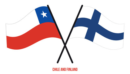 Chile and Finland Flags Crossed And Waving Flat Style. Official Proportion. Correct Colors.