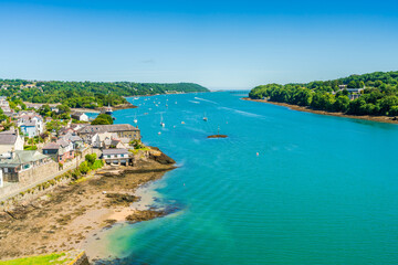 View of the Menai Strait between the island of Anglesey and mainland Wales