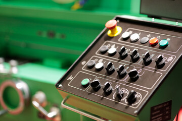 control panel of surface grinding machine closeup