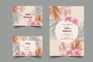 hand painted wedding invitation template vector design illustration