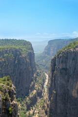 Fototapeta na wymiar Tazi Canyon (Bilgelik Vadisi) in Manavgat, Antalya, Turkey. Amazing landscape and cliff. Greyhound Canyon.
