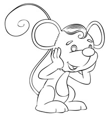 Mouse. Element for coloring page. Cartoon style.