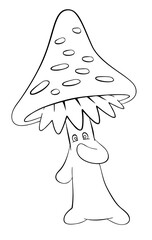 Mushroom toadstool. Element for coloring page. Cartoon style.
