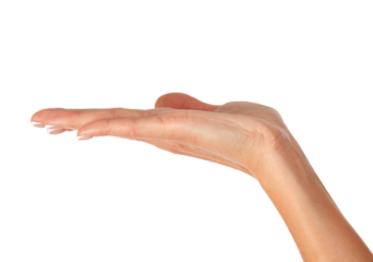 Closeup shot of female hand isolated on white background