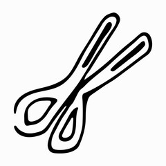 Scissors drawn by hand. Isolated vector design of stationery in doodle style. Illustration on the theme of school, office, business