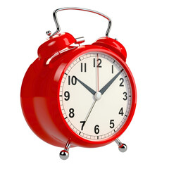 Alarm clock on white background. 3D rendering