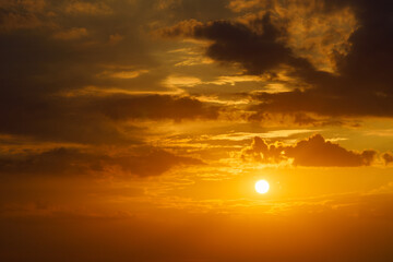 Evening sunset with clouds in Ukraine