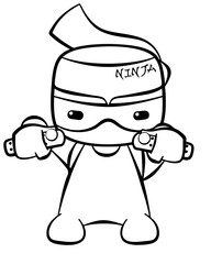 Naklejka premium Ninja. Element for coloring page. Cartoon style.