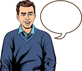 Young businessman in a good mood, happy. hand drawn style  design illustration.