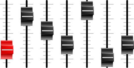 Sound or video control board Sliders or faders