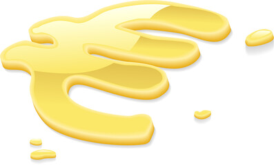 Liquid gold Euro symbol sign