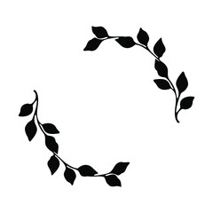 Branches vector frame. Hand drawn Floral wreath with leaves. Decorative elements for design.