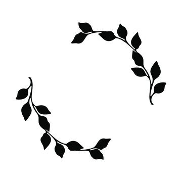 Branches vector frame. Hand drawn Floral wreath with leaves. Decorative elements for design.