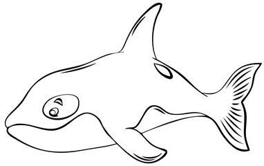 Orca. Element for coloring page. Cartoon style.