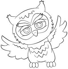 Owl. Element for coloring page. Cartoon style.