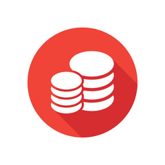 Button circle with money icon in red color. Vector illustration.
