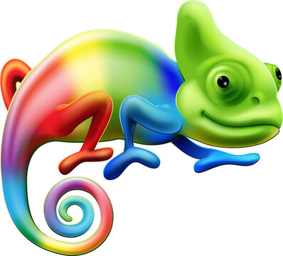 Rainbow chameleon cartoon lizard animal character