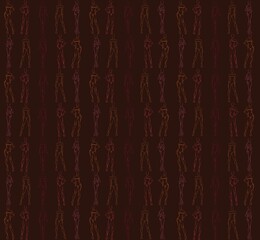 Seamless pattern with shapes of girls on the dark background 