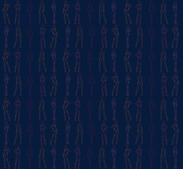 Seamless pattern with shapes of girls on the dark background 