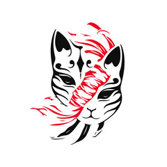 vector illustration of kitsune mask split