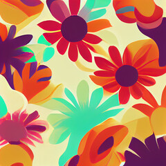 Fototapeta na wymiar Colorful Flowers Abstract Floral Illustration