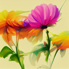 Fototapeta na wymiar Colorful Flowers Abstract Floral Illustration