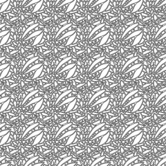 Seamless Hand Drawn Leaf or Leaves Pattern. For print, web, textile, background etc. Black and White.