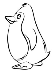 Penguin. Element for coloring page. Cartoon style.