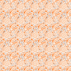 Seamless Hand Drawn Leaf or Leaves Pattern. For print, web, textile, background etc. Orange. 