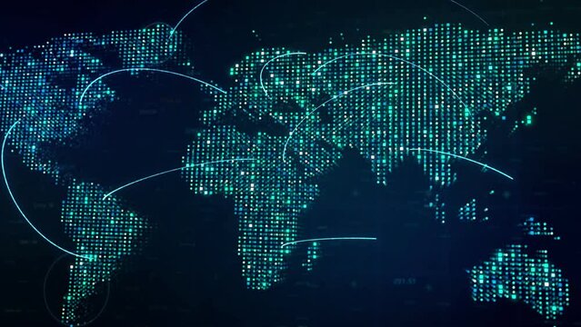 Global internet connection on digital Earth map, modern world data connectivity technology concept, 3d rendering modern worldwide business network online information 