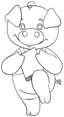 Pig. Element for coloring page. Cartoon style.