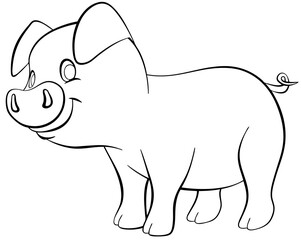 Pig. Element for coloring page. Cartoon style.