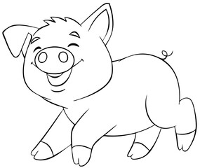Pig. Element for coloring page. Cartoon style.
