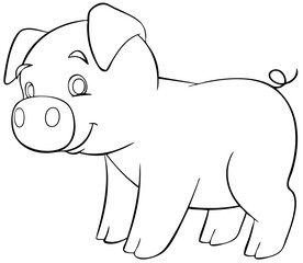 Pig. Element for coloring page. Cartoon style.