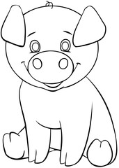 Pig. Element for coloring page. Cartoon style.