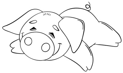 Pig. Element for coloring page. Cartoon style.