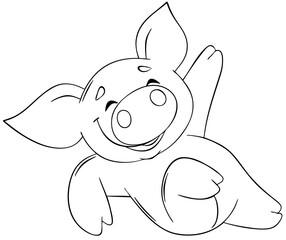 Pig. Element for coloring page. Cartoon style.