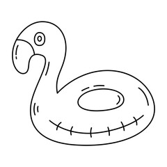 Rubber flamingo ring line icon.