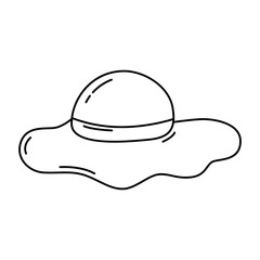 Womens beach hat with flower linear icon