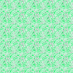 Seamless Hand Drawn Leaf or Leaves Pattern. For print, web, textile, background etc. Green.