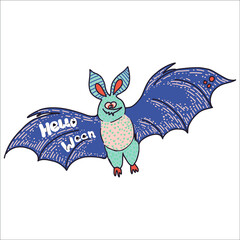 Cartoon Bat. Vector illustration.