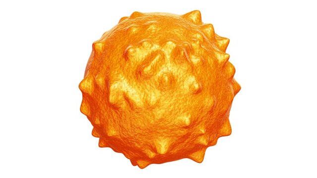Realistic looping 3D animation of the abstract beautiful morphing spiky orange peel sphere rendered in UHD with alpha matte