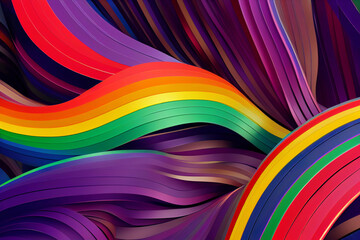 abstract rainbow color waves background, pride flag colours, happy mood, 3d render, 3d illustration