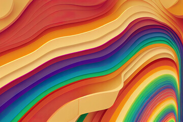 Obraz premium abstract rainbow color waves background, pride flag colours, happy mood, 3d render, 3d illustration