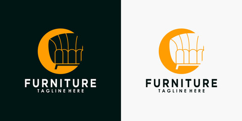 furniture logo design with creative concept premium vector