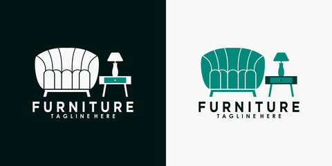 Naklejka premium furniture logo design with creative concept premium vector