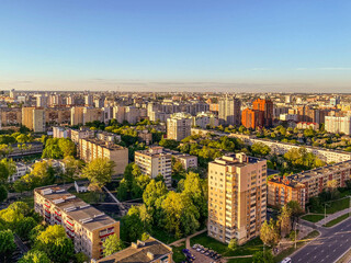 panorama of the city from above. high residential buildings made of concrete for people's lives....