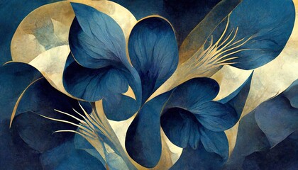 Elegant floral background in Art Nouveau style. Retro decorative flower design. 3D illustration - obrazy, fototapety, plakaty