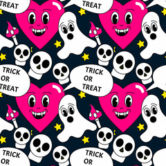 Halloween cartoon emotion pattern. 